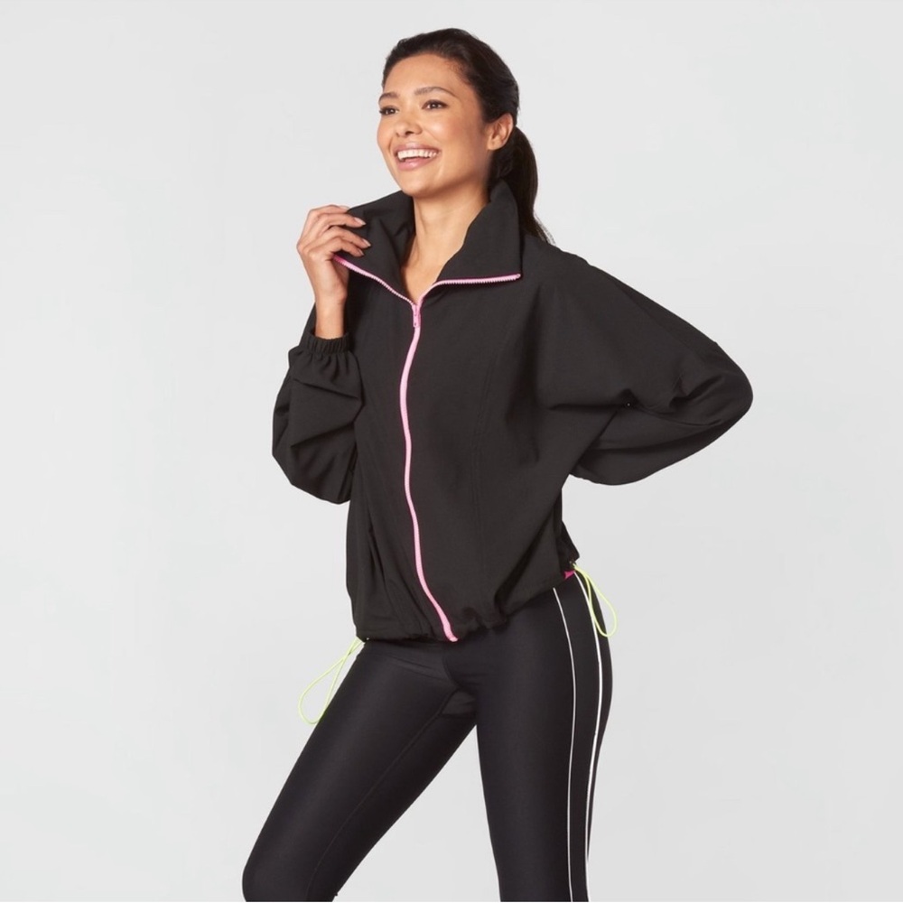 Terez - Black Neon Streak Ripstop Windbreaker Jacket